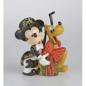 Lighted Cloisonne Mickey Pluto With Gift Christmas Figure - All