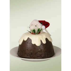 7 Decorative White Mouse in Plum Pudding Table Top Christmas Figure - All