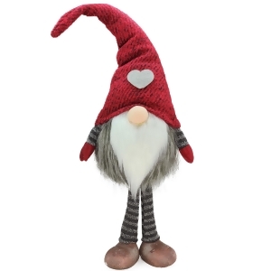 19.5 Red and Gray Striped Standing Chubby Santa Gnome Table Top Christmas Figure - All
