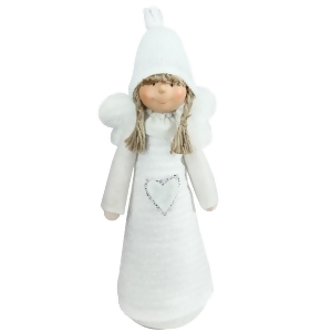 14.5 White Snowy Woodlands Girl Angel Christmas Tabletop Figure - All