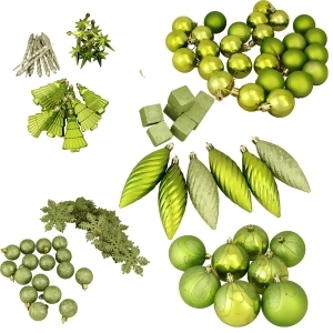 125-Piece Club Pack of Shatterproof Tropical Green Kiwi Christmas Ornaments - All