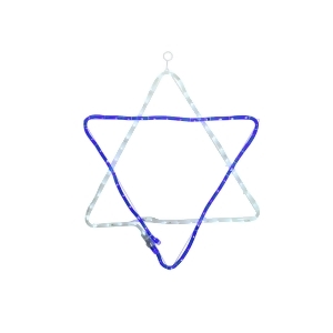 36 Blue and White Led Rope Light Star of David Hanging Hanukkah Decoration - All