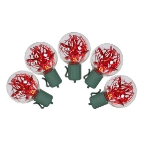 Set of 25 Red Led G40 Tinsel Christmas Lights Green Wire - All