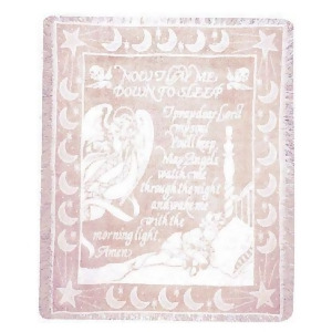 Pink Now I Lay Me Down to Sleep Bedtime Prayer Baby Afghan Throw 36 x 42 - All