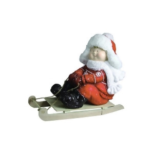 16 Christmas Morning Boy on a Sled Red and White Christmas Tabletop Figure - All