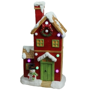21 Christmas Morning Pre-Lit Led Snow Covered House with Snowman Musical Christmas Tabletop Decoration - All