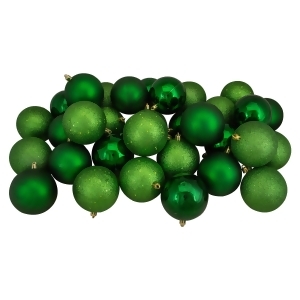 32Ct Xmas Green Shatterproof 4-Finish Christmas Ball Ornaments 3.25 80mm - All