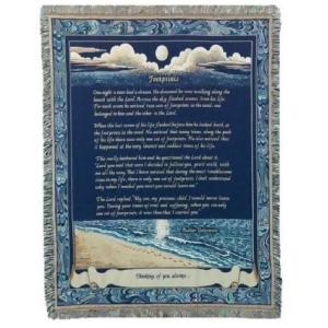 Footprints in the Sand Poem Prayer Tapestry Throw Blanket 50 x 70 - All