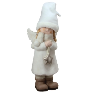 19.75 Decorative White Winter Girl Angel with Star Christmas Table Top Figure - All
