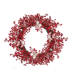 18 Decorative Artificial Red Berry Christmas Wreath with Frosted Accents Unlit - All