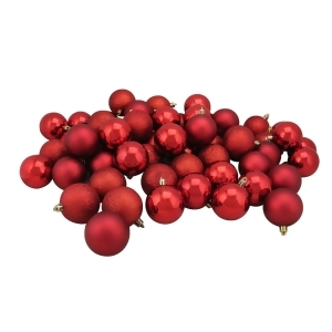 60Ct Red Hot Shatterproof 4-Finish Christmas Ball Ornaments 2.5 60mm - All