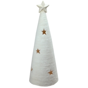 25.5 Led Lighted White Christmas Tree with Star Cut-Outs Table Top Figure - All