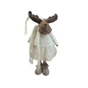 26 White and Brown Standing Girl Moose Decorative Christmas Tabletop Figure - All