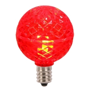 Club Pack of 25 Led G40 Red Faceted Replacement Christmas Light Bulbs - All