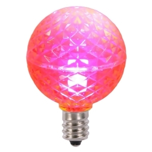 Club Pack of 25 Led G40 Pink Faceted Replacement Christmas Light Bulbs - All