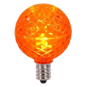 Club Pack of 25 Led G40 Orange Faceted Replacement Christmas Light Bulbs - All