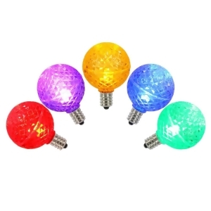 Club Pack of 25 Led G40 Multi-Color Faceted Replacement Christmas Light Bulbs - All