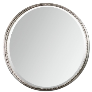 32 Elegant Charlemagne Oval Brushed Finish Wall Mirror with Twisted Metal Trim - All