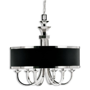 29 Silver Plated 6-Light Hanging Chandelier with Black Hardback Shade - All