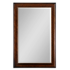 58 Rustic Bronze with Silver Tones Framed Beveled Rectangular Wall Mirror - All
