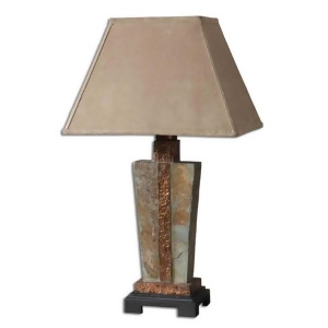 29 Hand Carved Slate and Hammered Copper Indoor/Outdoor Accent Table Lamp - All
