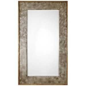 74.375 Grand Rectangular Mirror with Textured Antiqued Silver and Gold Leaf Frame - All