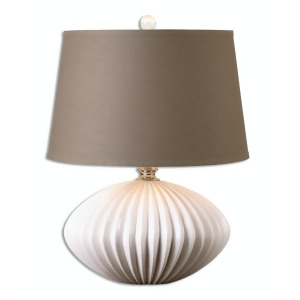 25 Pleated Crackled Ceramic Table Lamp with Crystal Finial and Linen Fabric Shade - All