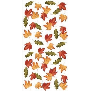 Pack of 2 Red Yellow and Green Autumn Leaves Disposable Plastic Banquet Party Table Cloth Rolls 50' - All