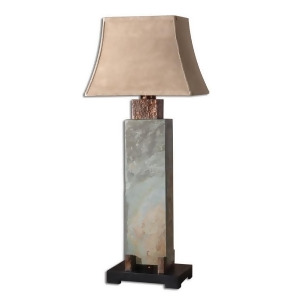 37 Hand Carved Slate and Hammered Copper Indoor/Outdoor Table Lamp - All