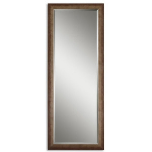 64 Silver Finished with Burnished Edge Framed Beveled Rectangular Wall Mirror - All