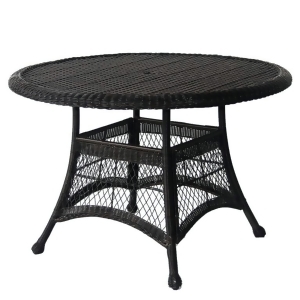 44.5 Black Resin Wicker Weather Resistant All-Season Outdoor Patio Dining Table - All