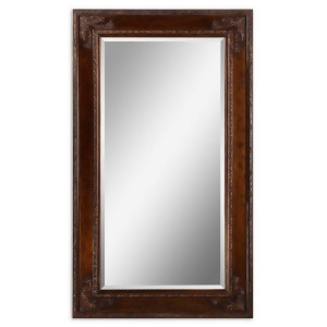73 Dark Fir Wood and Antique-Style Gold Leafed Rectangular Beveled Wall Mirror - All