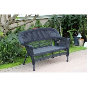 51 Black Resin Wicker Outdoor Patio Garden Love Seat - All