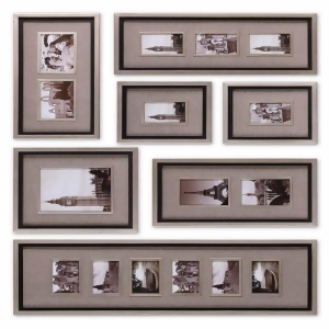 Set of 7 Contemporary Antique Silver Leaf Finish Hanging Photograph Collage - All