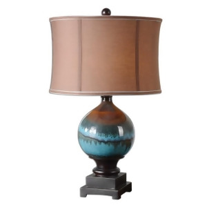 29 Glossy Blue and Charcoal Gray Chocolate Bronze Table Lamp - All
