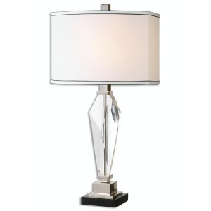 28.75 Elegant Cut Crystal and Nickel Table Lamp with Oval Linen Hardback Shade - All
