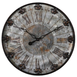 24 Grecian Lily Brushed Aluminum Wall Clock with Oil Rubbed Bronze Details - All