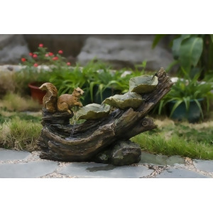 24 Natural Tree Trunk and Woodland Squirrel Outdoor Patio Garden Water Fountain - All