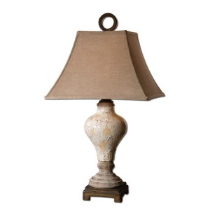29 Distressed Crackled Ivory and Tan Rusty Linen Table Lamp - All