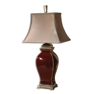 33 Burgundy and Bronze Silken Taupe Table Lamp - All