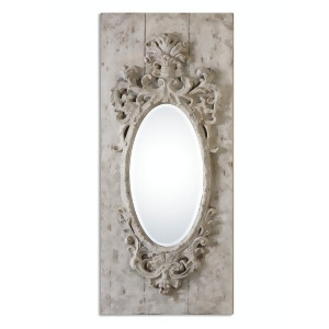47.625 Nova Oval Beveled Wall Mirror with Heavily Distressed Wooden Slat Frame - All