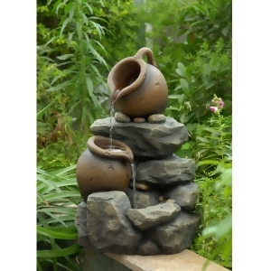 21.3 Rustic Stacked Jug Pots and Rocks Outdoor Patio Garden Water Fountain - All