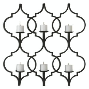 35.625 Alborz Hand Forged Iron Pillar Candle Wall Sconce with Aged Black Accents - All