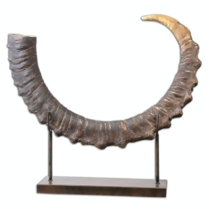 21 Rural Lodge Natural Looking Antelope Horn Sculpture with Matte Black Stand - All