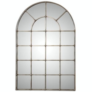 44.125 Hartwell Arched Wall Mirror with Oxidized Silver Hand-Forged Metal Frame - All