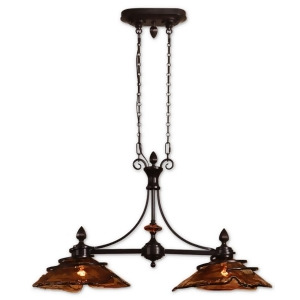 34 A Touch Of Elegance's Amber Glass Shade Hanging Bronze Chandelier - All