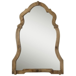 43 Elegant Light Walnut Brown Curved Wooden Wall Mirror - All