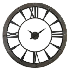60 Oversized Acossi Dark Bronze Finish Roman Numeral Wall Clock with Rusted Finish - All