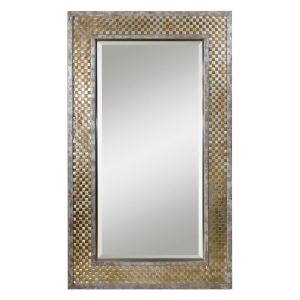 73 Serpin Woven Brushed Nickel and Bronze Framed Rectangular Beveled Wall Mirror - All