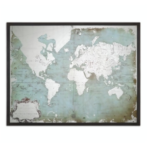 44.375 Map of the World on Mirror Framed Wall Art Panel - All